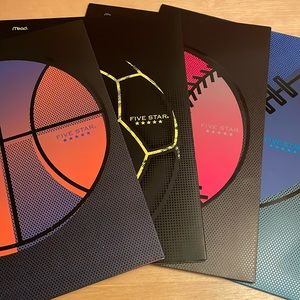 Mead 5 Star Sports folders.